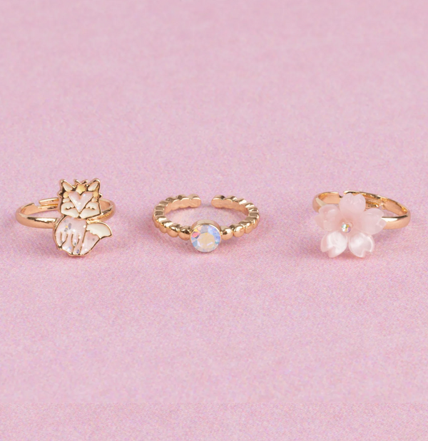 Boutique Foxy Floral Rings, 3pc