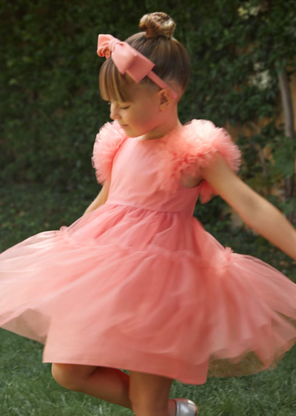 Girl Tulle Dress - Salmon
