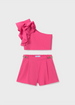 Girl Set Of Crepe Shorts And Top - Fuchsia