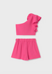 Girl Set Of Crepe Shorts And Top - Fuchsia