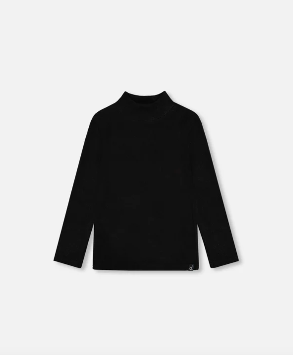 Super soft brushed ribbed black mock neck top