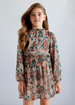 Printed dress for girls - SEPIA