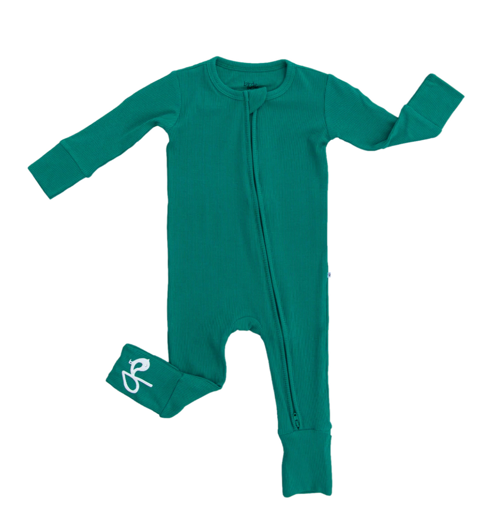 Pine Ribbed Convertible Romper PREEMIE