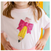 Pencil Bow Sequin Patch Short Sleeve T-Shirt - Ballet