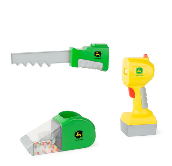 John Deere 2-in-1 Power Tool Toy with Toy Saw and Toy Vacuum