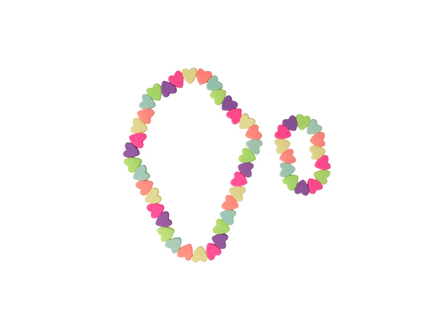Sweet Tart Heart Necklace & Bracelet Set