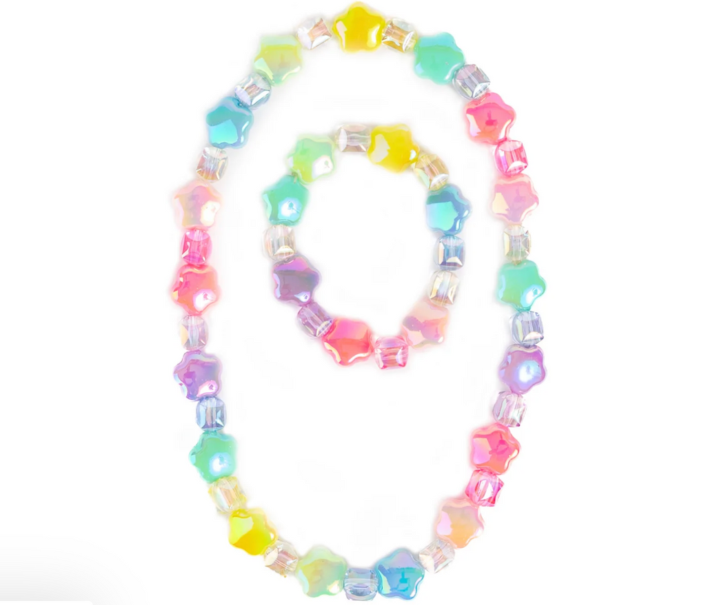 Wish Upon a Rainbow Star Necklace & Bracelet Set, 2pc