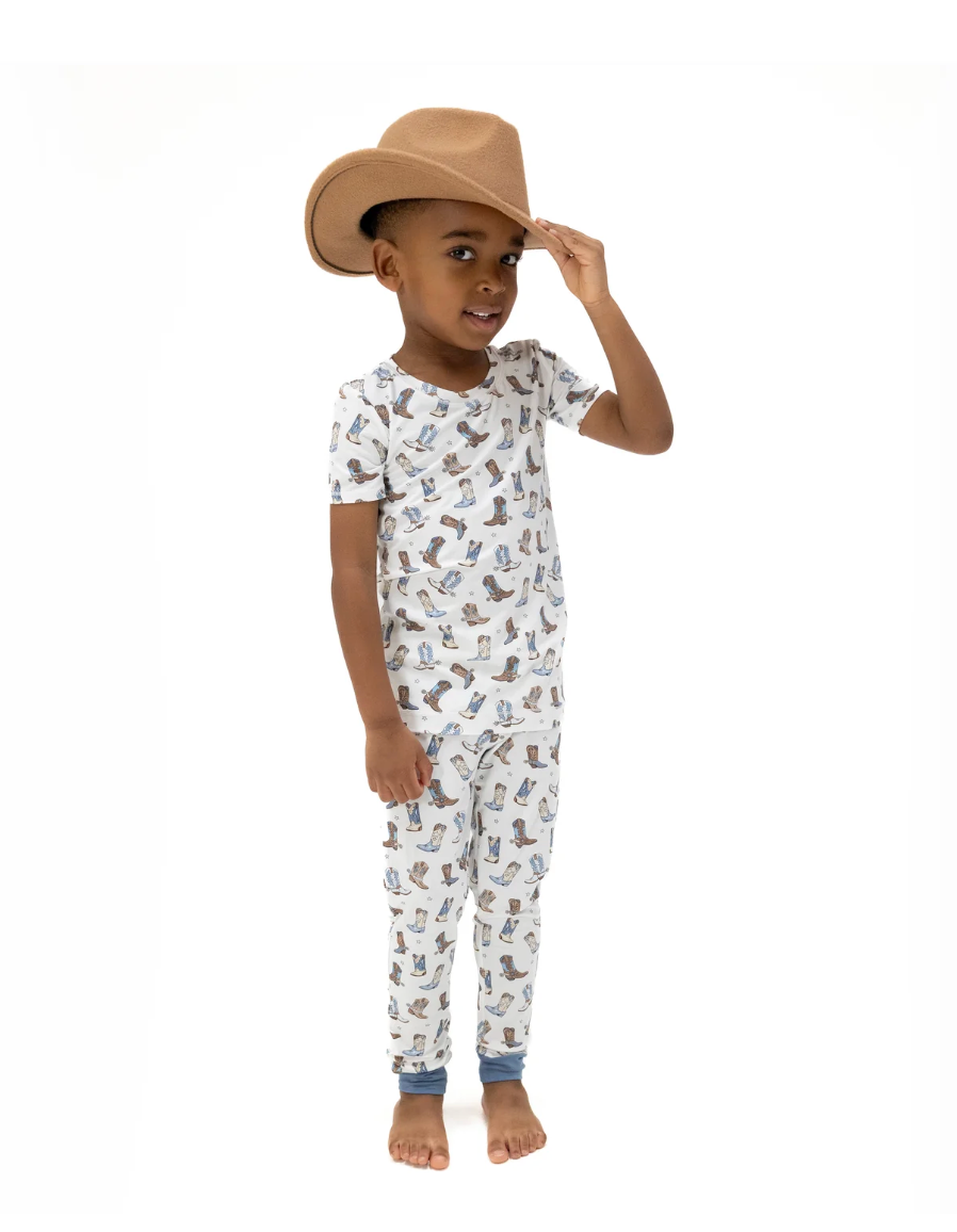 Cowboy Boots  Short Sleeve Loungewear Set