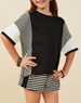 Colorblock Stripe Insert Knit T Shirt + Short Set