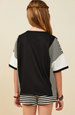 Colorblock Stripe Insert Knit T Shirt + Short Set