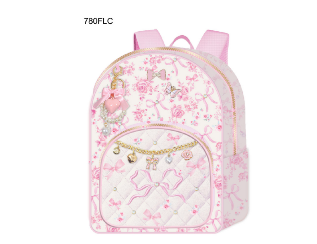 Deluxe Backpack, Floral Bow (Pink)