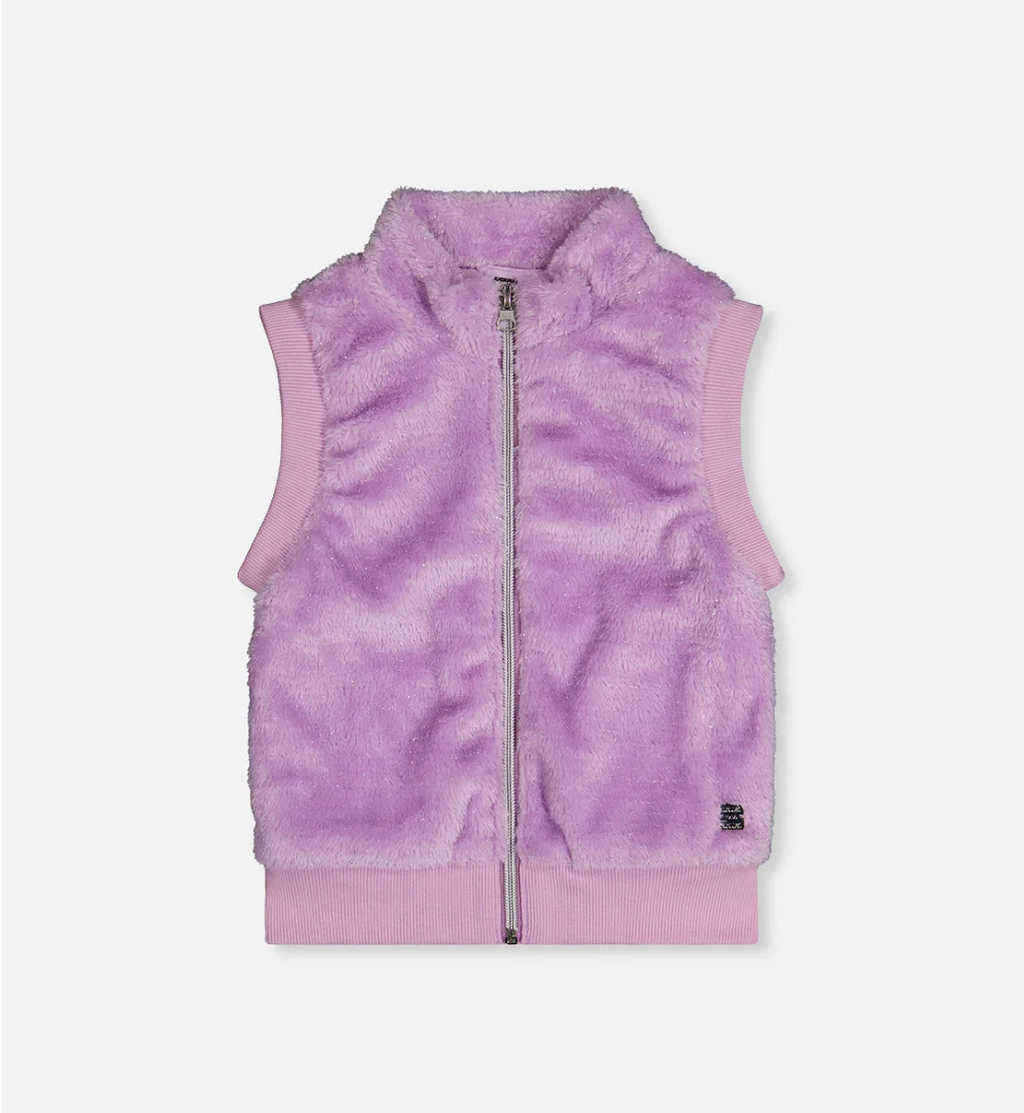 Faux Fur Sleeveless Vest Violet