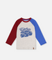 Raglan T-Shirt Heather Grey, Red And Blue