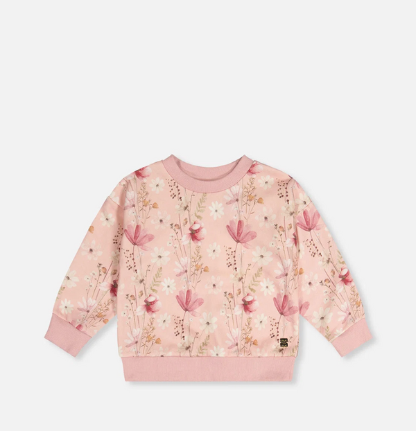 Sweatshirt Pink Printed Flowers