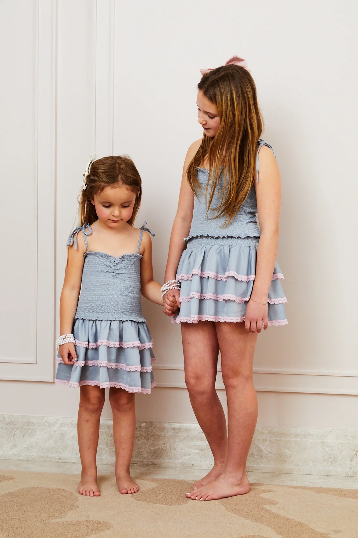 Gemma Pastel-Blue Satin Mini skirt