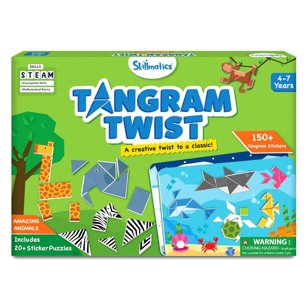 Skillmatics Tangram Twist - Amazing Animals No Mess Sticker Art