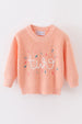 Pink hand-embroidery Two pullover sweater