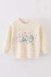 WHITE HAND-EMBROIDERY ONE&TWO PULLOVER SWEATER