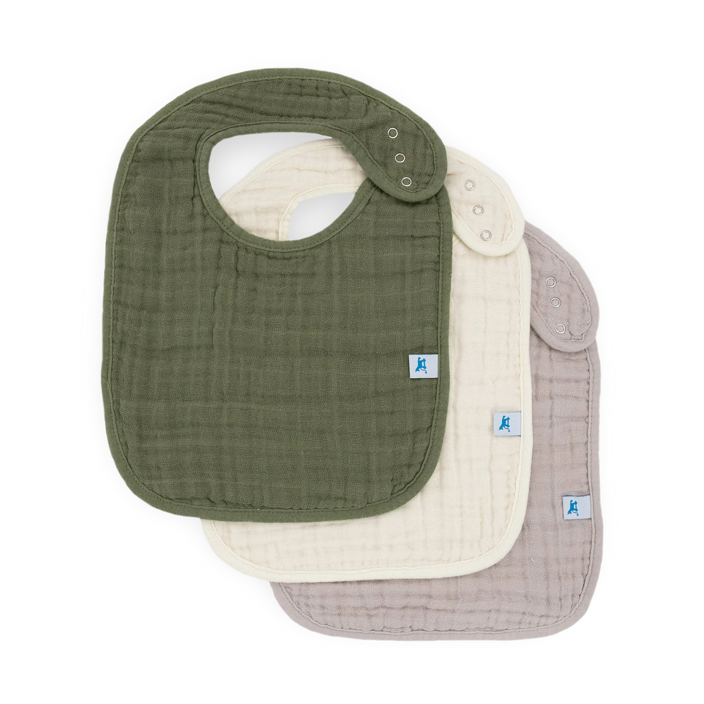 Cotton Muslin Classic Bib 3 Pack - Fern 2