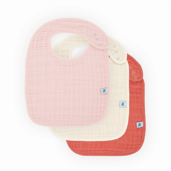 Cotton Muslin Classic Bib 3 Pack - Light Pink