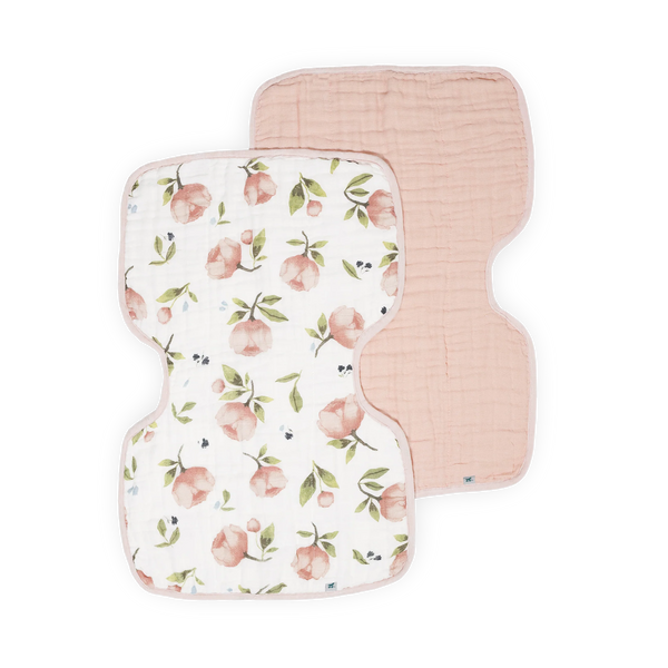 Organic Cotton Muslin Burp Cloth 2 Pack - Watercolor Floret + Rosie