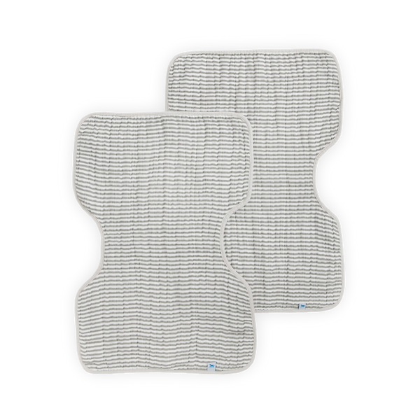 Cotton Muslin Burp Cloth 2 Pack - Grey Stripe