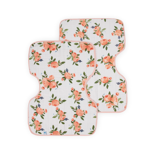 Cotton Muslin Burp Cloth 2 Pack - Watercolor Roses 2
