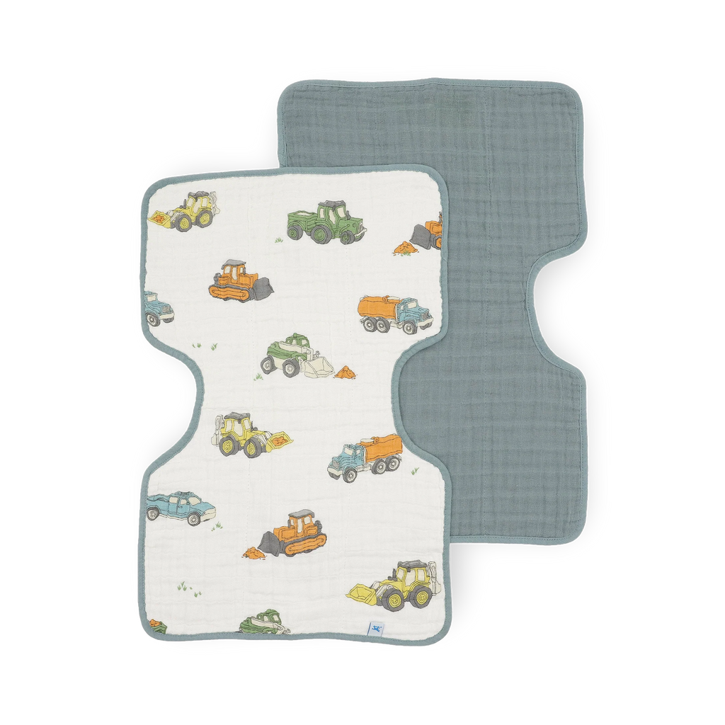 Cotton Muslin Burp Cloth 2 Pack - Work Trucks