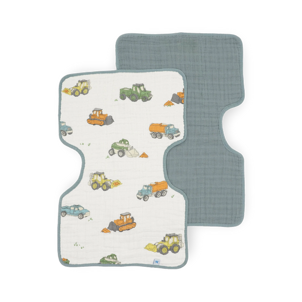 Cotton Muslin Burp Cloth 2 Pack - Work Trucks