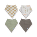 Cotton Muslin + Fleece Bandana Bib 4 Pack - Adobe Checker