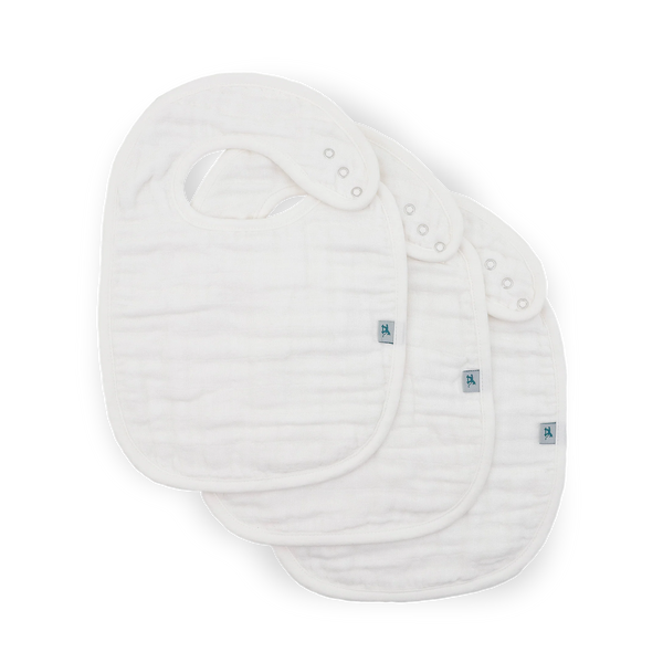 Organic Cotton Muslin Classic Bib 3 Pack - White