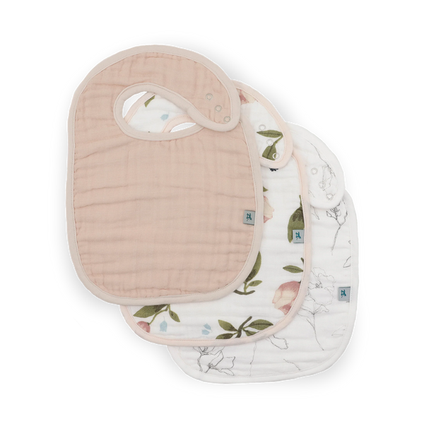 Organic Cotton Muslin Classic Bib 3 Pack - Watercolor Floret