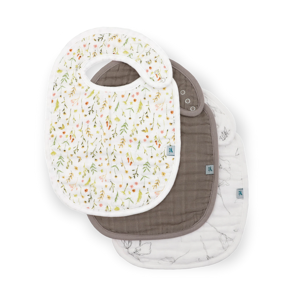 Organic Cotton Muslin Classic Bib 3 Pack - Floral Field