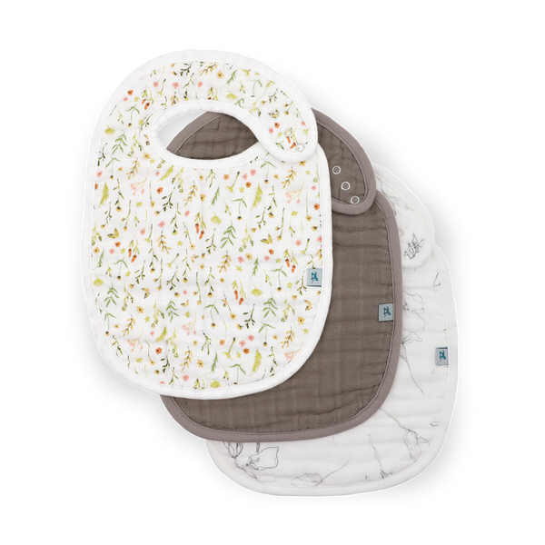 Organic Cotton Muslin Classic Bib 3 Pack - Floral Field
