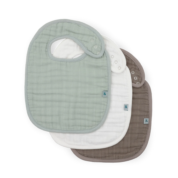 Organic Cotton Muslin Classic Bib 3 Pack - White Sage
