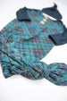 Preston Plaid Teal Knot Gown & Hat