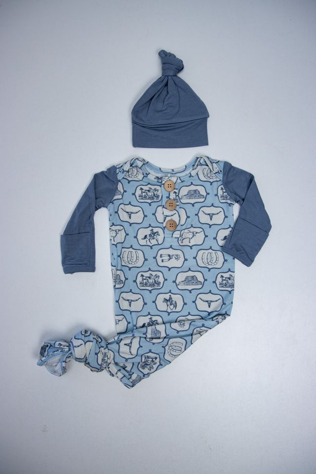 Cowboy Colt knot Gown & Hat - NB