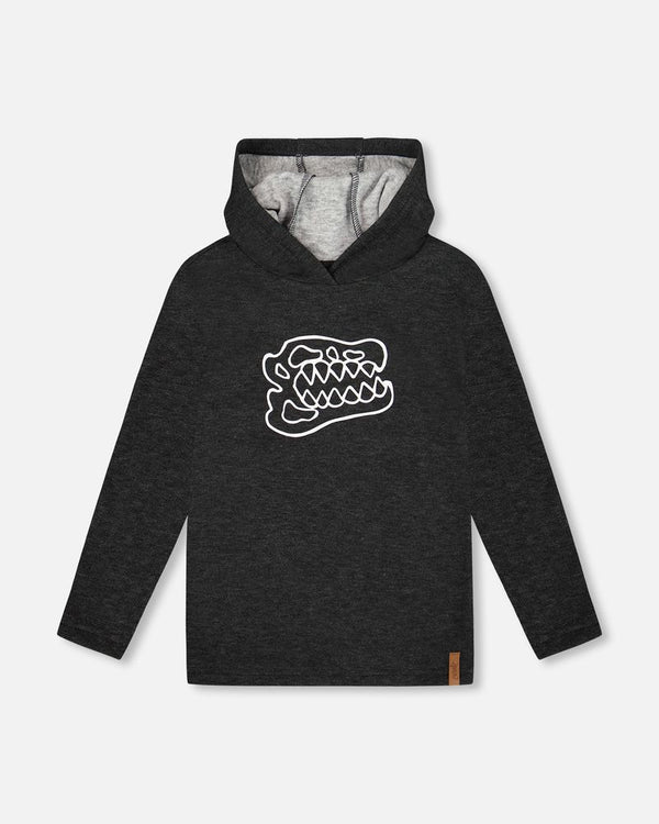 Long Sleeve Super Soft Brushed Jersey Hooded Tee Black