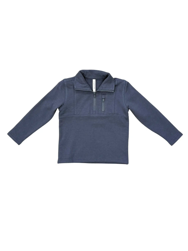 BOYS 3/4 FLEECE ZIP SWEATSHIRT - NIGHTFALL BLUE