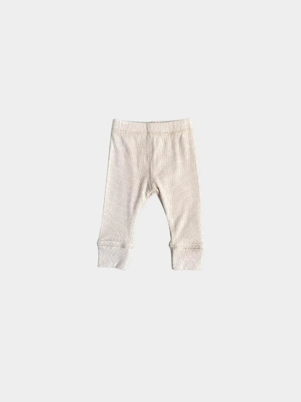 Baby Ribbed Leggings - Almond