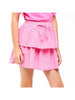 Embroidered Eyelet Tiered Ruffle Skort - Pink