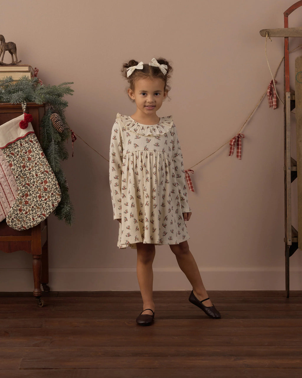 RUFFLE COLLAR DRESS RUBY BLOOM