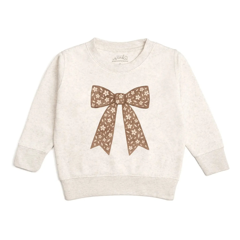 Mocha Floral Bow Patch Sweatshirt