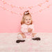Dainty Rose Pearl Heart Patch Long Sleeve Romper - Baby