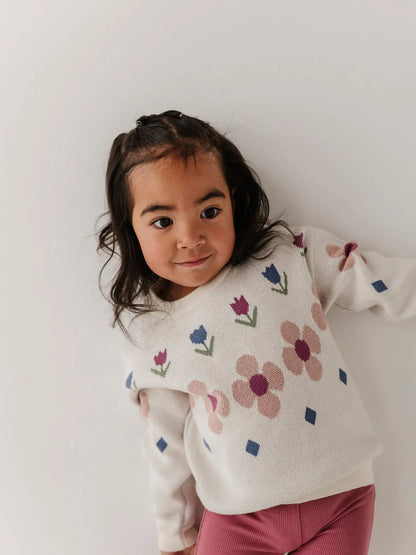 KNIT SWEATER -  Tulip Intarsia