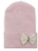 Ilybean Pink Hat Mini Pearl Bow Newborn Girl Hospital Hat