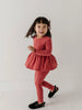 GIRLS RIBBED PEPLUM SHIRT - DUSTY CEDAR