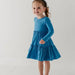 GIRLS LONG SLEEVE DOUBLE TIERED DRESS - Stonewash