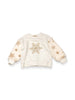 T Sequin Snowflake Fur Slv Sweatshirt