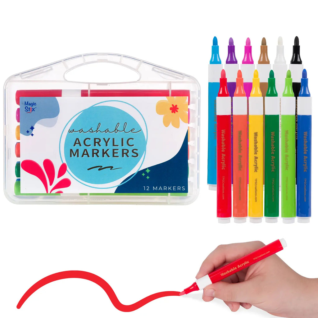 Magic Stix, Washable Acrylic Markers, 12 Pack